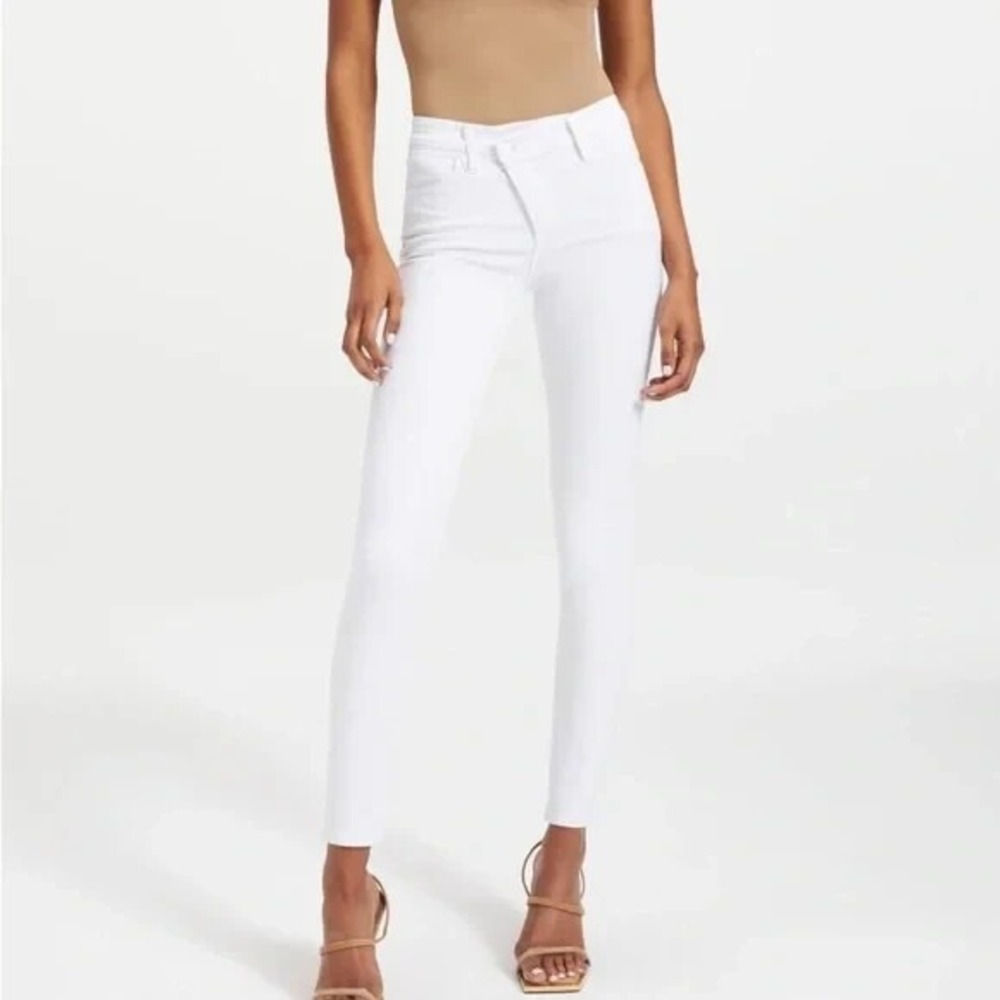 Good American Good Legs Cross Over Waist‎ Jeans Womens Plus Size 24 White Skinny